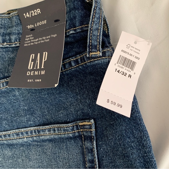 GAP 90s Loose Dark Blue Denim Pants 14/32R - Picture 3 of 3